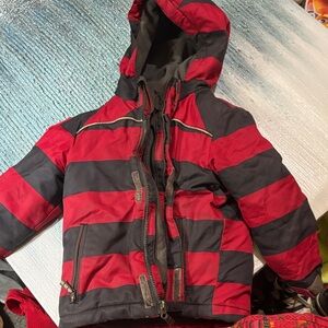 Cherokee Red and Black Striped Puffer Jacket